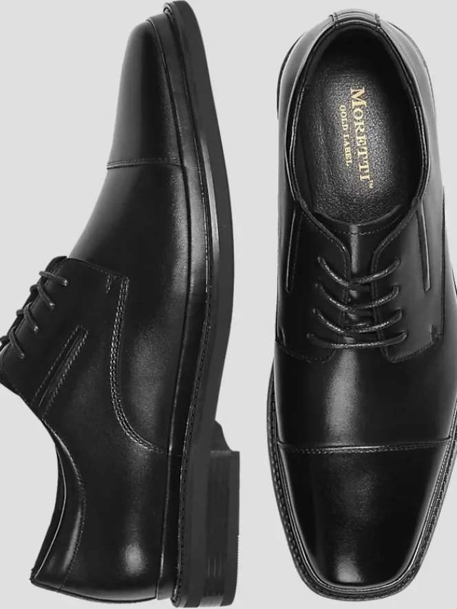 Dress & Formal Shoes|Oxfords-Moretti Abe Leather Cap Toe Oxfords Black