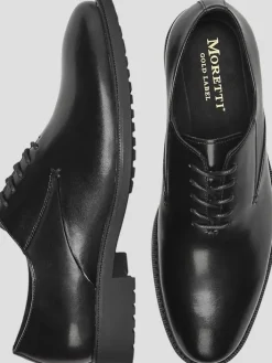Oxfords|Dress & Formal Shoes-Moretti Adino Leather Plain Toe Oxfords Black