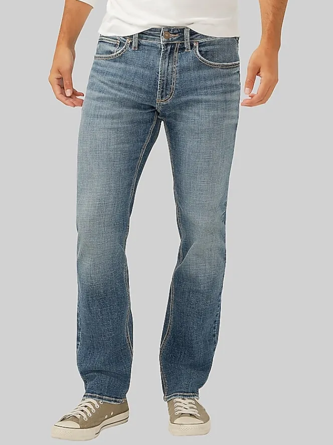 Jeans|Jeans-Silver Jeans Allan Slim Fit Medium Wash Straight Leg Jeans Dark Wash