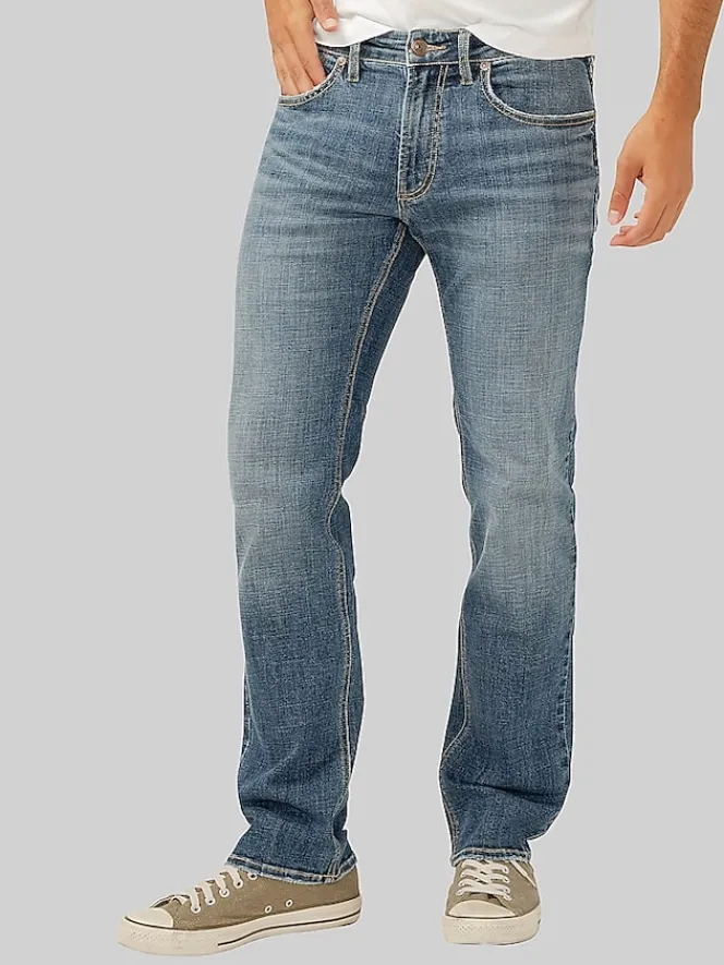 Jeans|Jeans-Silver Jeans Allan Slim Fit Medium Wash Straight Leg Jeans Dark Wash