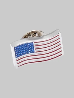 Tie Bars & Cufflinks-Pronto Uomo American Flag Lapel Pin Blue
