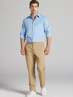 Solid Dress Shirts|Dress Shirts-Van Heusen Athletic Fit Solid Poplin Dress Shirt Black