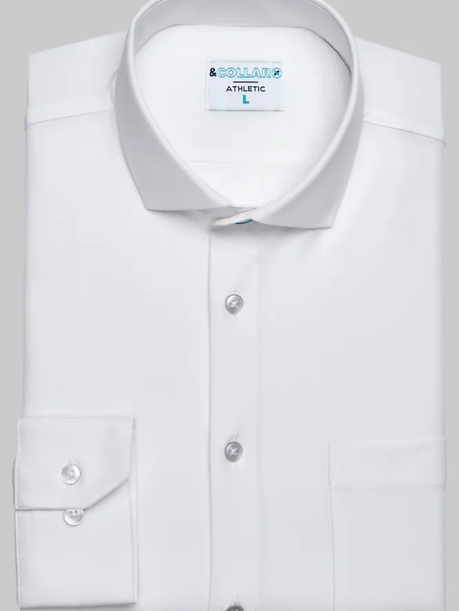 Big & Tall Dress Shirts|Solid Dress Shirts-&Amp;Collar Athletic Fit Stain-Repellent Dress Shirt White Solid