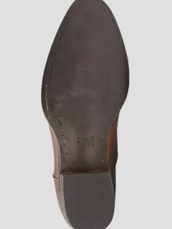 Boots-Frye Austin Leather Inside Zip Plain Toe Boots Cognac