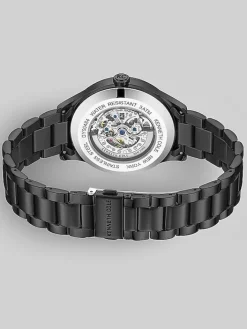 Watches-Kenneth Cole Automatic Bracelet Watch Black
