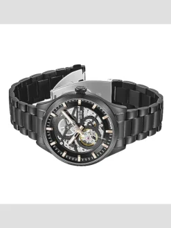 Watches-Kenneth Cole Automatic Bracelet Watch Black