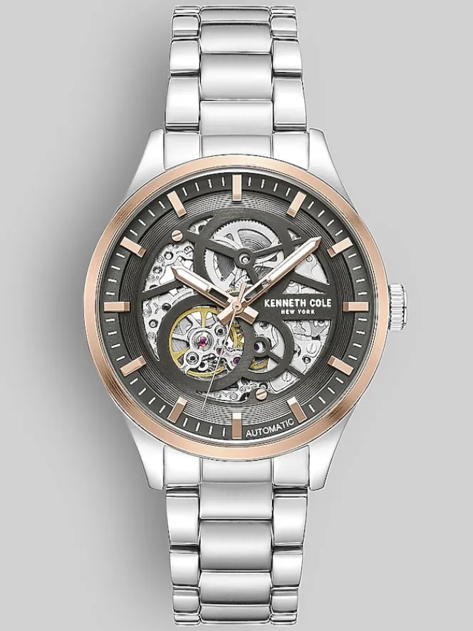 Watches-Kenneth Cole Automatic Bracelet Watch Silver