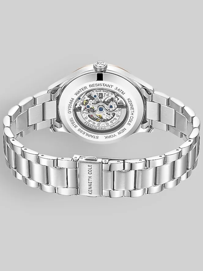 Watches-Kenneth Cole Automatic Bracelet Watch Silver