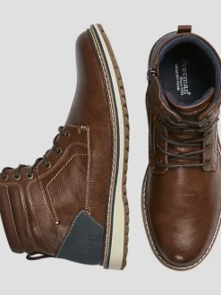 Boots-Freeman Beckett Plain Toe Lace-up Boots Brown