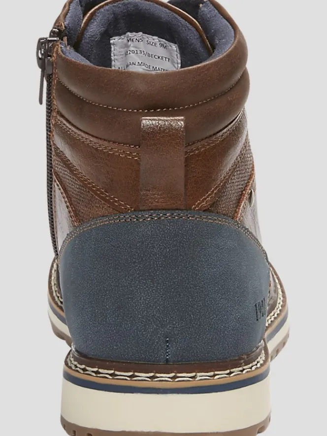 Boots-Freeman Beckett Plain Toe Lace-up Boots Brown