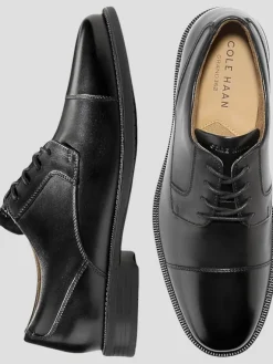 Oxfords|Dress & Formal Shoes-Cole Haan Bedford Leather Cap Toe Oxfords Black