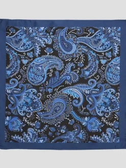 Pocket Squares-Joseph Abboud Botanical Paisley Silk Pocket Square Brown