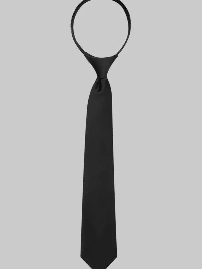 Boys Accessories|Boys Clothing-Egara Boys 14-inch Pre-Tied Zipper Tie Black