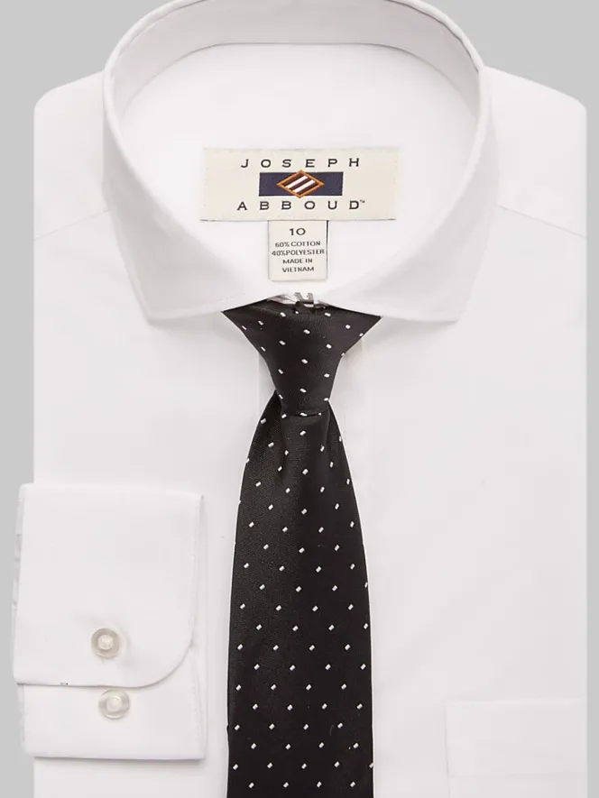 Boys Clothing-Joseph Abboud Boys' Dress Shirt with Black Polka Dot Tie Set White