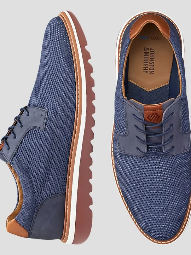 Oxfords|Casual Shoes-Johnston &Amp; Murphy Braydon Knit Plain Toe Oxfords Navy