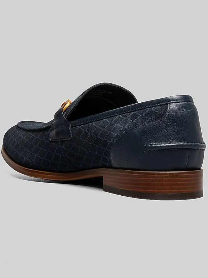 Loafers & Slip-ons-Stacy Adams Brinkley Moc Toe Metal Bit Loafers Navy