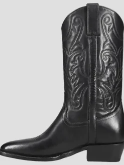 Boots-Frye Bruce Pull-On Plain Toe Cowboy Boots Black
