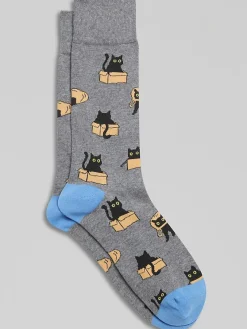 Socks-Egara Cats In Boxes Socks Med Hthr Grey