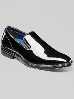 Loafers & Slip-ons|Dress & Formal Shoes-Nunn Bush Centro Formal Flex Plain Toe Slip-On Shoes Black Patent
