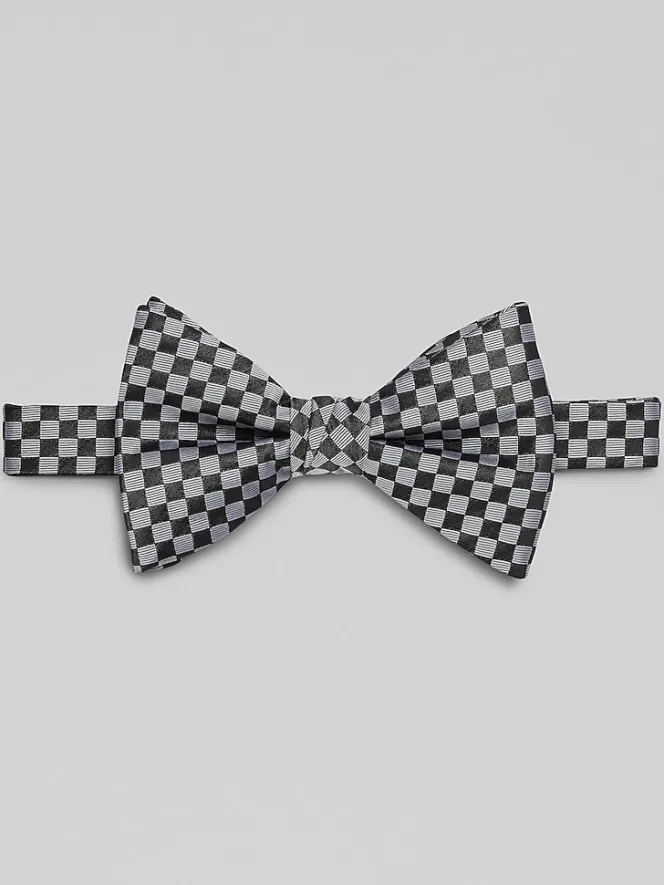 Bow Ties-Egara Checkerboard Pre-Tied Bow Tie Black/White