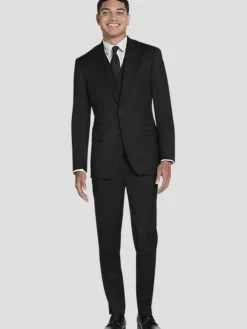 Big & Tall Suits|3-piece Suits-Awearness Kenneth Cole CHILLFLEX Executive Fit Suit Jacket Black Solid