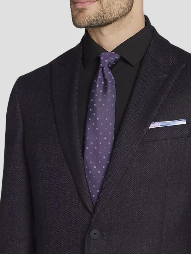 Sport Coats|Sport Coats-Awearness Kenneth Cole CHILLFLEX Herringbone Modern Fit Sport Coat Plum Herringbone