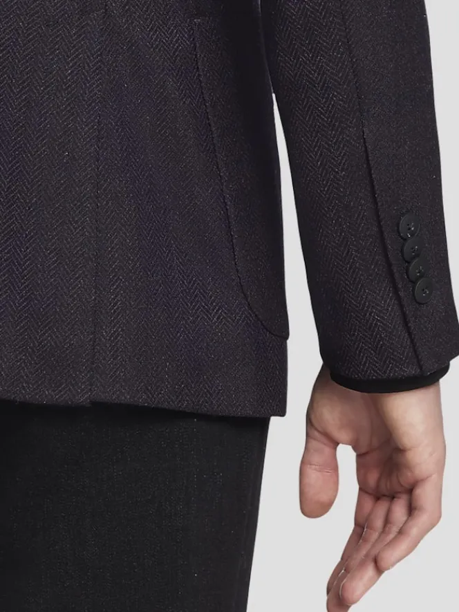 Sport Coats|Sport Coats-Awearness Kenneth Cole CHILLFLEX Herringbone Modern Fit Sport Coat Plum Herringbone