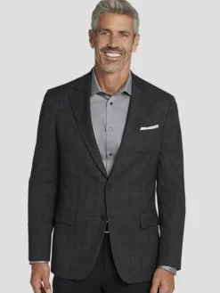 Sport Coats|Sport Coats-Awearness Kenneth Cole CHILLFLEX Modern Fit Plaid Sport Coat Dark Grey Plaid