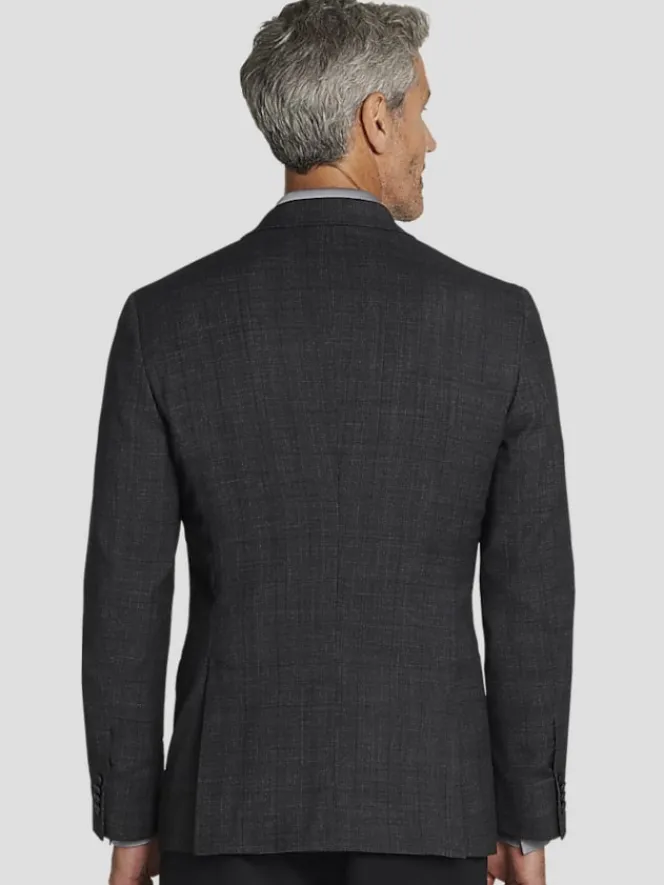 Sport Coats|Sport Coats-Awearness Kenneth Cole CHILLFLEX Modern Fit Plaid Sport Coat Dark Grey Plaid