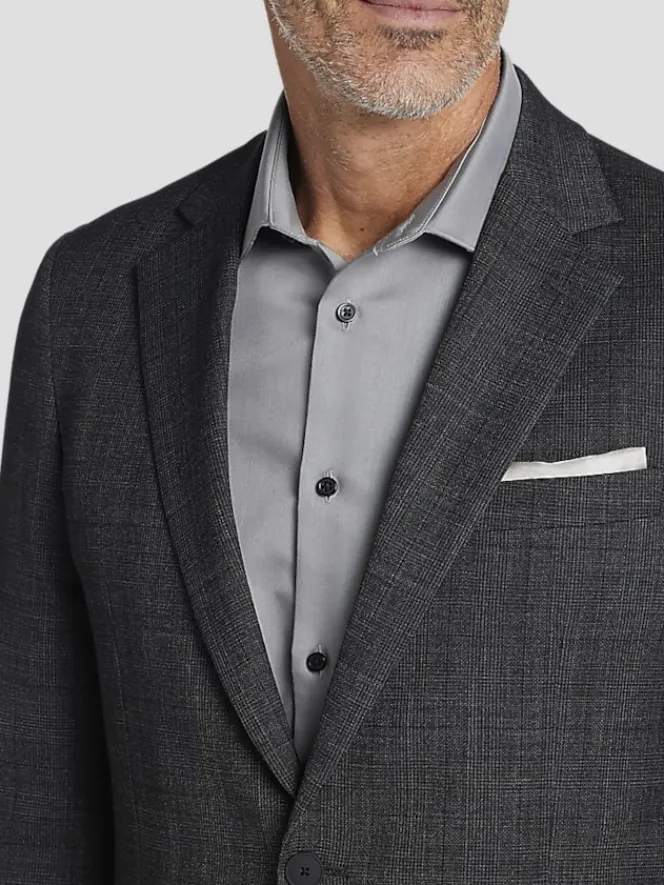 Sport Coats|Sport Coats-Awearness Kenneth Cole CHILLFLEX Modern Fit Plaid Sport Coat Dark Grey Plaid
