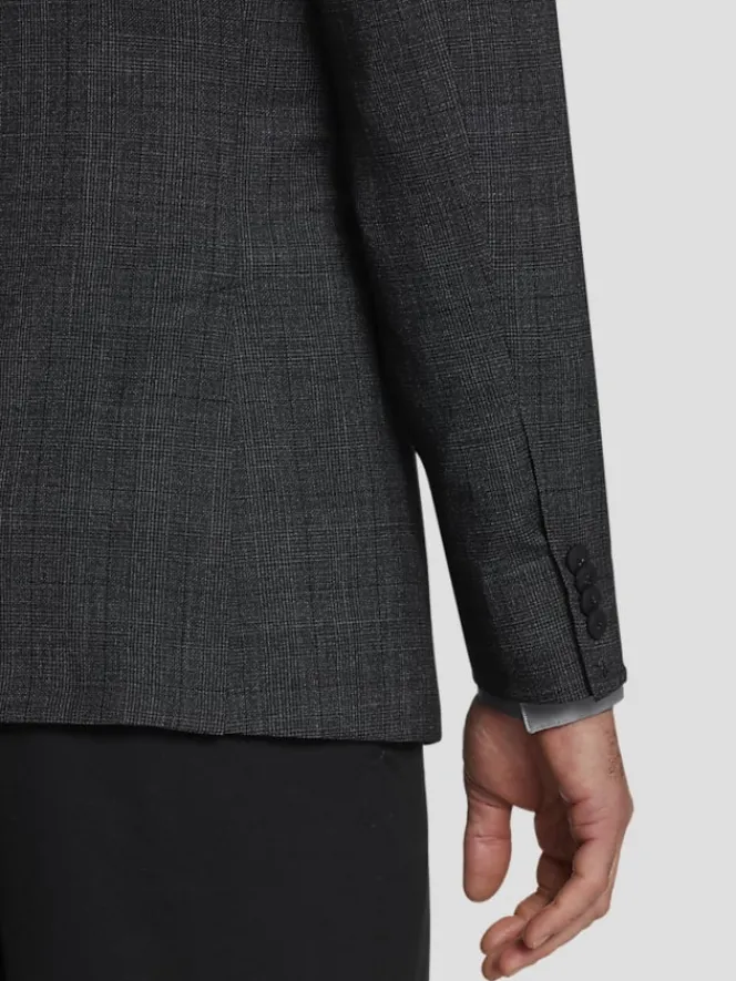 Sport Coats|Sport Coats-Awearness Kenneth Cole CHILLFLEX Modern Fit Plaid Sport Coat Dark Grey Plaid