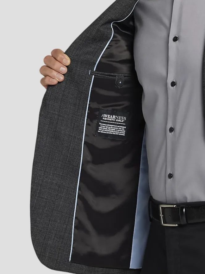 Sport Coats|Sport Coats-Awearness Kenneth Cole CHILLFLEX Modern Fit Plaid Sport Coat Dark Grey Plaid