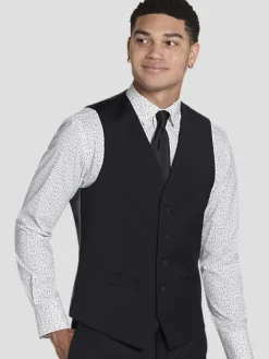 Vests|3-piece Suits-Awearness Kenneth Cole CHILLFLEX Modern Fit Suit Vest Black Solid
