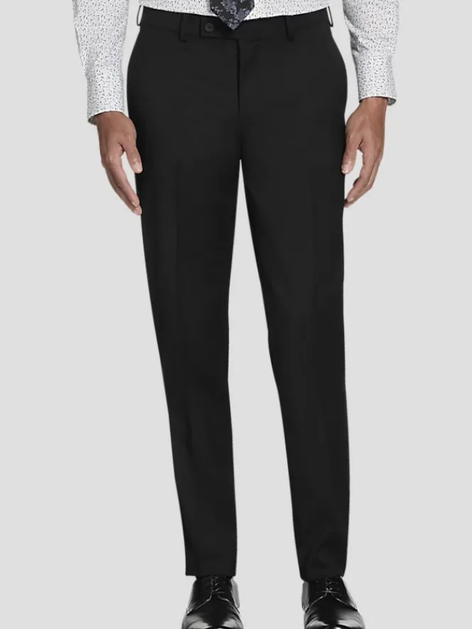 Dress Pants|3-piece Suits-Awearness Kenneth Cole CHILLFLEX Modern Fit Suit Pants Black Solid