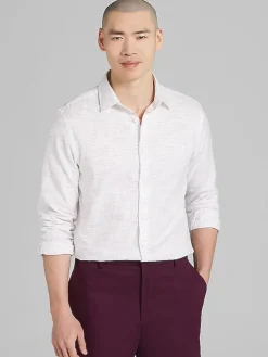 Button Up Shirts|Long Sleeve Button Up Shirts-Awearness Kenneth Cole CHILLFLEX Slim Fit Button Up Shirt White