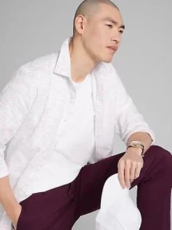 Button Up Shirts|Long Sleeve Button Up Shirts-Awearness Kenneth Cole CHILLFLEX Slim Fit Button Up Shirt White