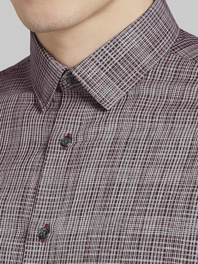 Button Up Shirts|Long Sleeve Button Up Shirts-Awearness Kenneth Cole CHILLFLEX Slim Fit Button Up Shirt Red