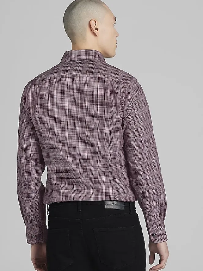 Button Up Shirts|Long Sleeve Button Up Shirts-Awearness Kenneth Cole CHILLFLEX Slim Fit Button Up Shirt Red