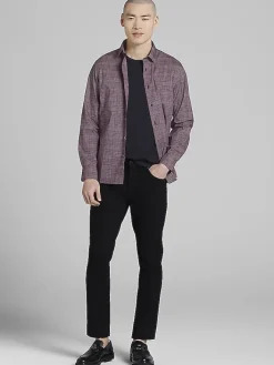 Button Up Shirts|Long Sleeve Button Up Shirts-Awearness Kenneth Cole CHILLFLEX Slim Fit Button Up Shirt Red