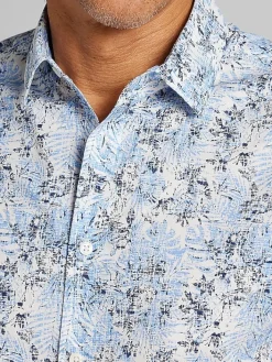 Casual Shop|Button Up Shirts-Awearness Kenneth Cole CHILLFLEX Slim Fit Performance 4-Way Stretch Button Up Shirt Light Blue