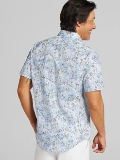 Casual Shop|Button Up Shirts-Awearness Kenneth Cole CHILLFLEX Slim Fit Performance 4-Way Stretch Button Up Shirt Light Blue