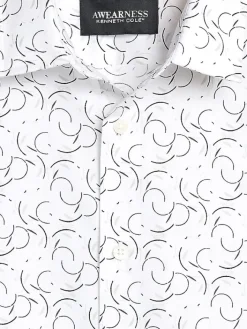 Button Up Shirts|Long Sleeve Button Up Shirts-Awearness Kenneth Cole CHILLFLEX Slim Fit Semi Swirls Button Up Shirt White