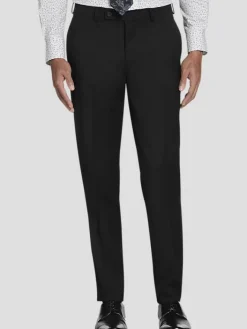 3-piece Suits|Dress Pants-Awearness Kenneth Cole CHILLFLEX Slim Fit Suit Pants Black Solid