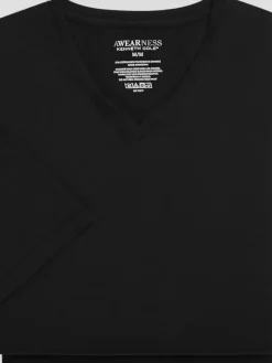 Underwear-Awearness Kenneth Cole ChillFlex V-Neck T-Shirt, 2-pack Black