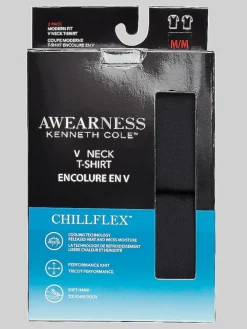 Underwear-Awearness Kenneth Cole ChillFlex V-Neck T-Shirt, 2-pack Black