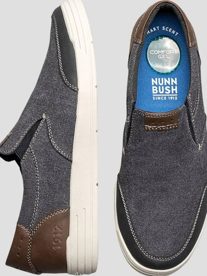 Loafers & Slip-ons|Casual Shoes-Nunn Bush City Walk Canvas Slip-On Shoes Blue Denim