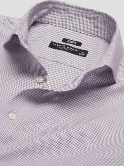 Dress Shirts|Solid Dress Shirts-Pronto Uomo Classic Fit 100% Cotton Basketweave Dress Shirt Red Check