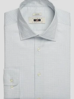Dress Shirts|Patterned Dress Shirts-Joseph Abboud Classic Fit 100% Cotton Double Check Dress Shirt Blue Check