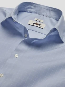 Designer Dress Shirts|Dress Shirts-Joseph Abboud Classic Fit 100% Cotton Windowpane Dress Shirt Blue