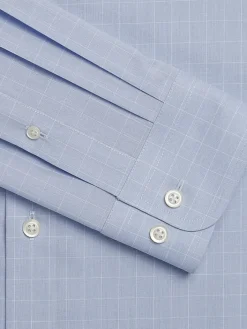 Designer Dress Shirts|Dress Shirts-Joseph Abboud Classic Fit 100% Cotton Windowpane Dress Shirt Blue